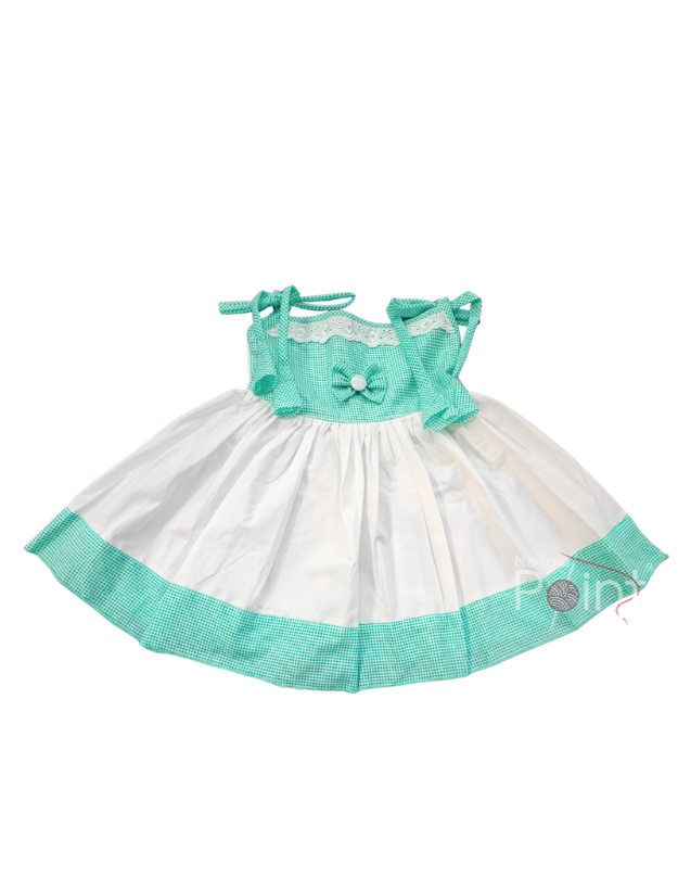 Light Green & White Pure Cotton Baby Girl Frock (6–8 Months)