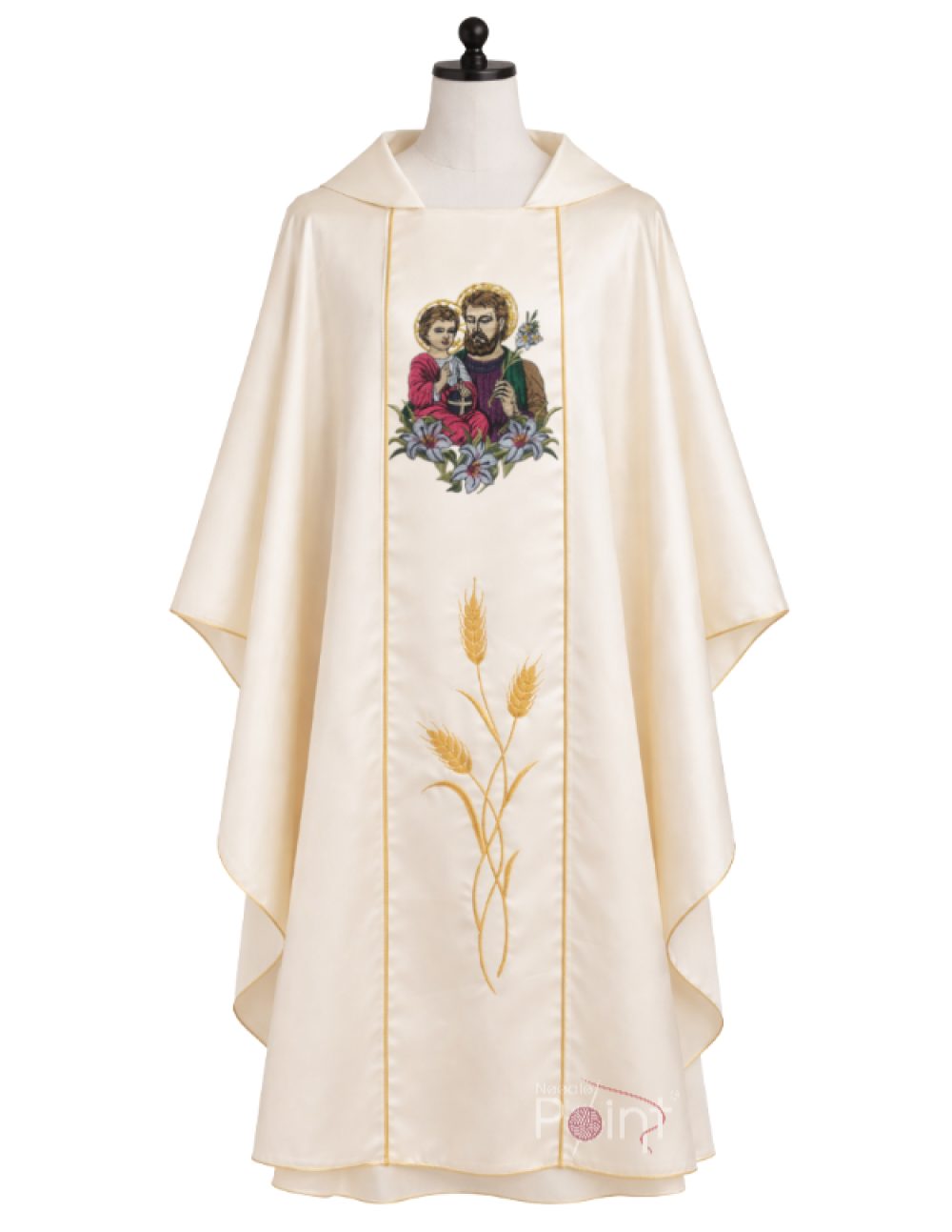 Cream Chasuble with St. Joseph and Child Jesus Embroidery – Catholic Priest Vestment India