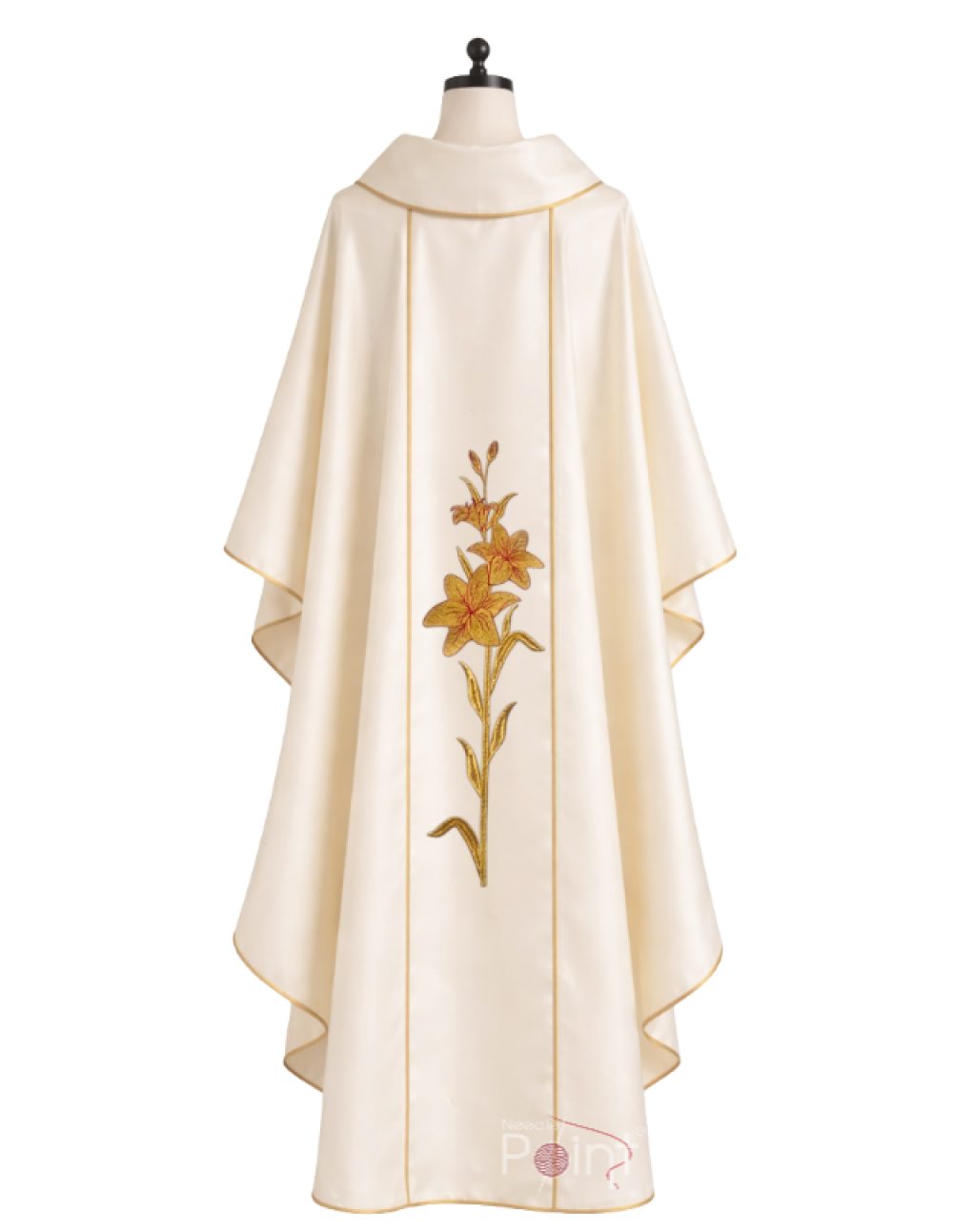 Cream Catholic Chasuble with Wheat Embroidery Detail – Needle Point Church Vestment