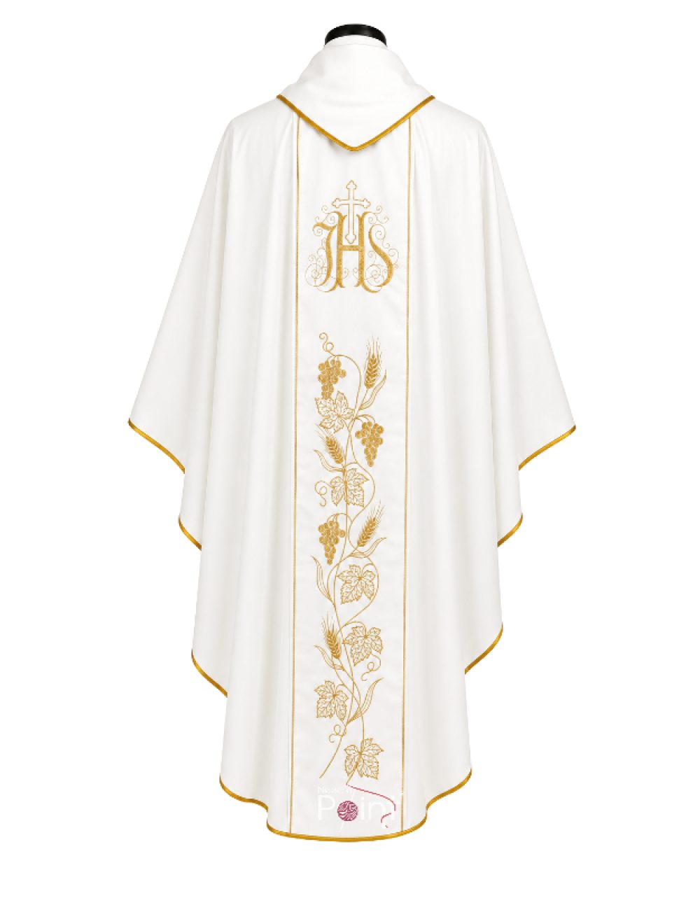 Cream Chasuble with Chalice IHS Wheat and Grape Embroidery (2)